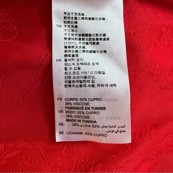 Sandro Paris Red Dress Midi V-neck long sleeve Floral FR 1 / Small US RTR - Picture 13 of 16